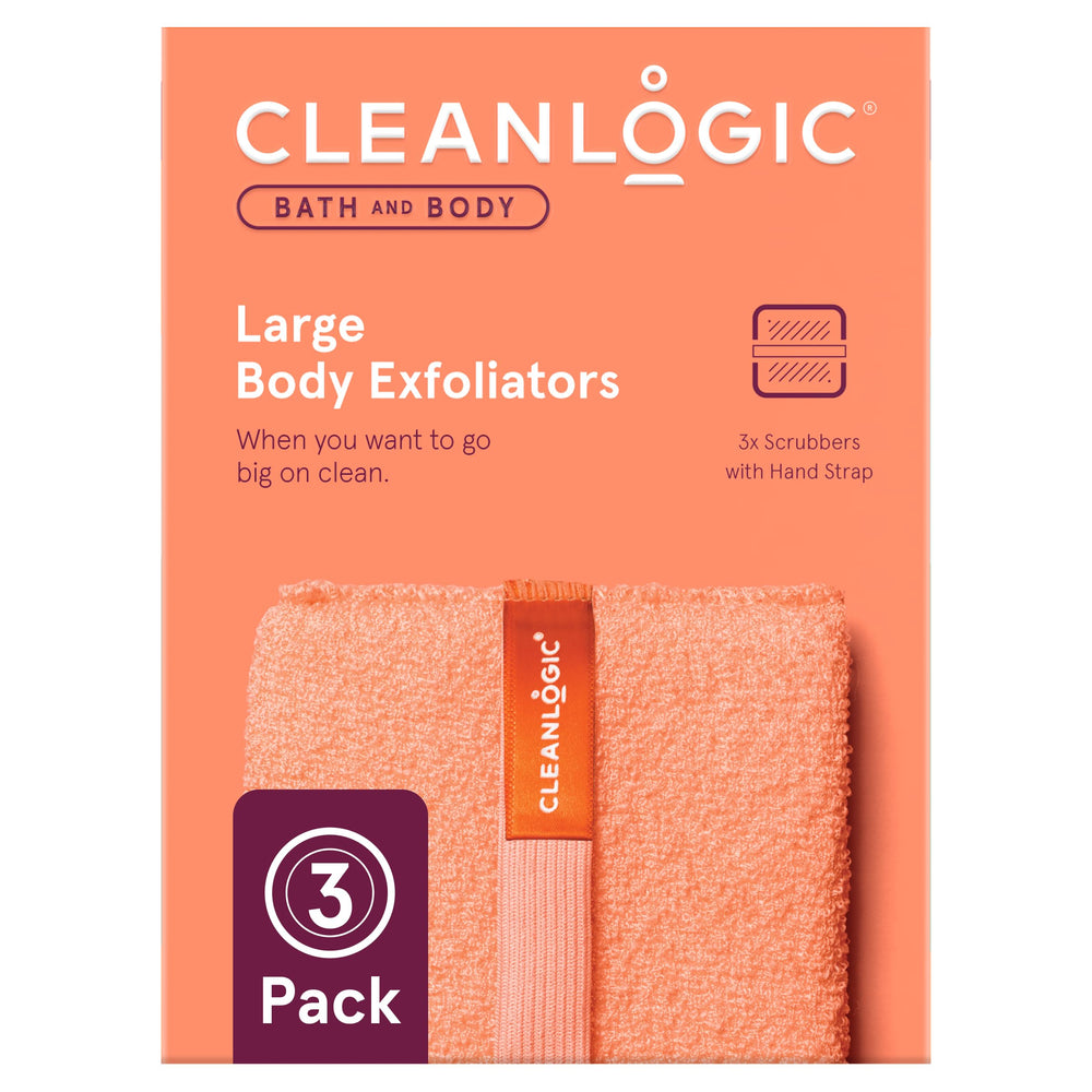 Cleanlogic bath scrubber pack colors variety for daily exfoliation and smoother skin