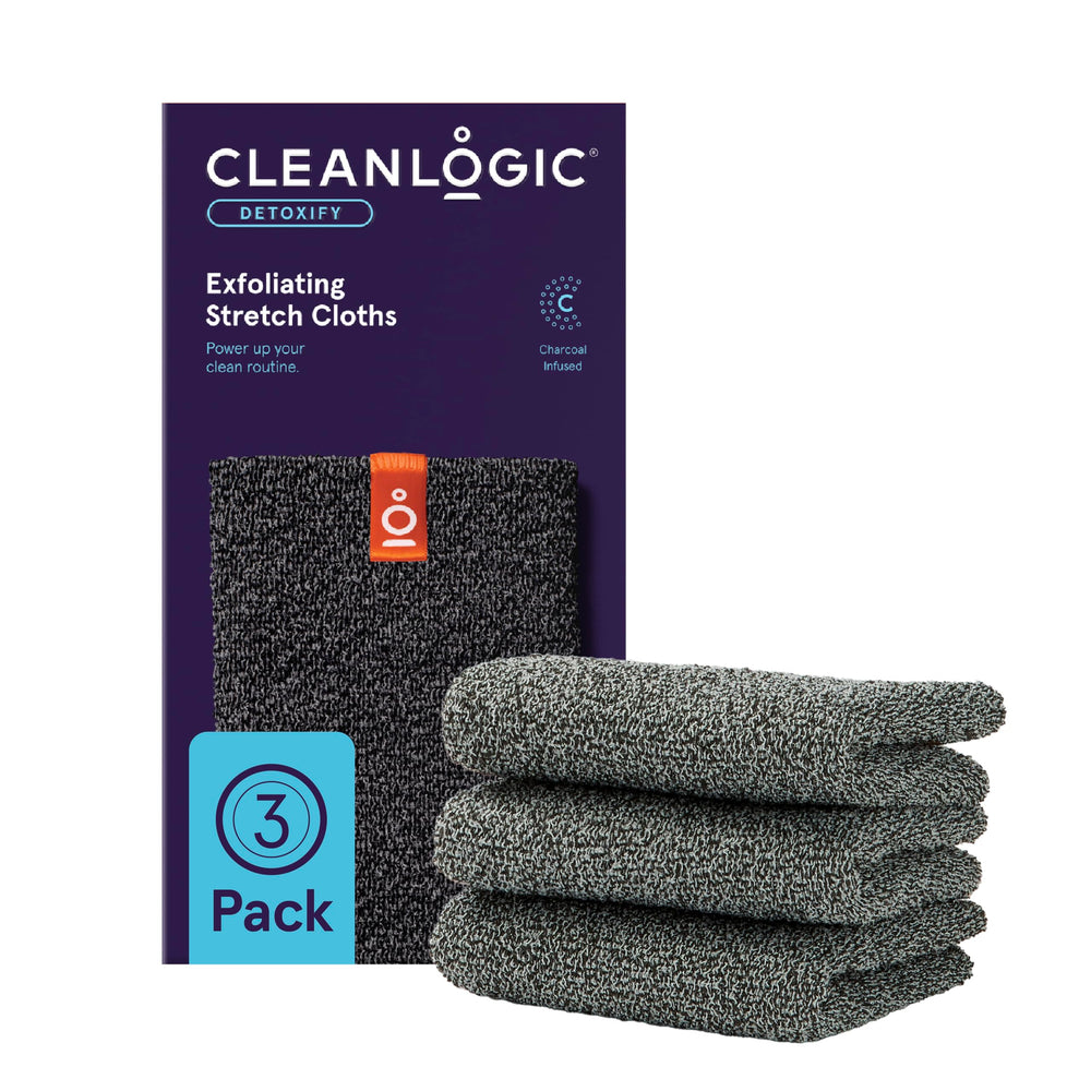 Cleanlogic body exfoliating cloth closeup shows gentle fibers for smoother skin.