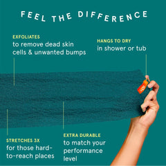 Cleanlogic Body Exfoliating Cloth laid flat for easy grip and even coverage during showers.
