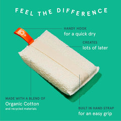 Cleanlogic scrubber closeup texture showing gentle exfoliation action.