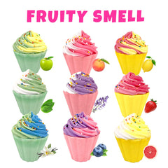 Clear and Fresh cupcake bath bomb with green apple scent close up