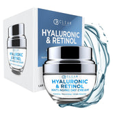 Clear Beauty Hyaluronic Retinol moisturizer jar showing hydrating day cream for dry skin