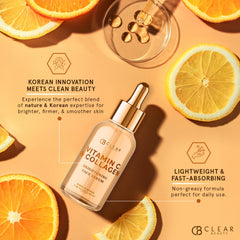 Clear Beauty Vitamin C & Collagen Serum applied on clean skin during morning routine.