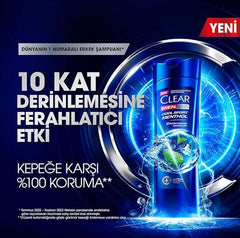 Clear Men Cool Sport Menthol shampoo close-up showing cooling sensation on scalp