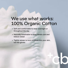 Clearbody Organics gloves winter hydration closeup illustrates moisture retention for dry hands.