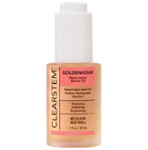 CLEARSTEM GOLDENHOUR bottle closeup shows rich hydration for glowing skin