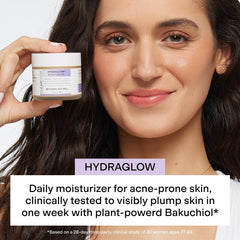 CLEARSTEM Hydraglow ingredients list featuring bakuchiol and squalane for gentle anti-aging support