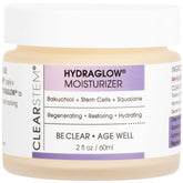 CLEARSTEM Hydraglow moisturizer jar closeup showing creamy texture for plump, hydrated skin
