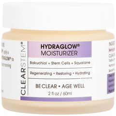 CLEARSTEM Hydraglow moisturizer jar closeup showing creamy texture for plump, hydrated skin