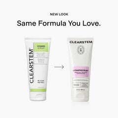 CLEARSTEM VITAMINSCRUB foaming lather in hands illustrating cleansing and exfoliation combo.
