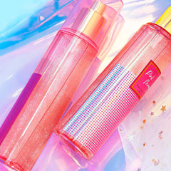 CLESH Shimmer Pink Mirage bottle spray closeup highlighting long-lasting scent