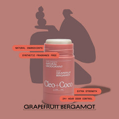 Cleo + Coco deodorant balm clear absorb close-up shows residue-free finish.