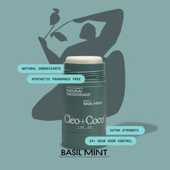 Cleo+Coco deodorant balm creamy-soft texture image emphasizing residue-free use.
