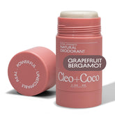 Cleo + Coco extra-strength deodorant balm grapefruit bergamot tub provides citrus freshness.