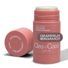 Cleo + Coco extra-strength deodorant balm grapefruit bergamot tub provides citrus freshness.