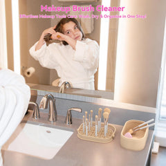 CLESOO makeup brush cleaner mat textured cleaning surface targets diverse brushes for thorough residue removal