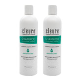 Cleure hypoallergenic volumizing shampoo bottle shows fragrance-free formula for gentle cleansing