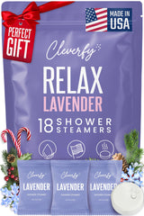 CLEVERFY lavender shower steamers 18-pack on display for relaxation boost.