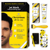 CLEVERMAN Jet Black Hair Dye Kit application shows precise gray coverage with a mess-free finish.