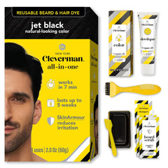 CLEVERMAN Jet Black Hair Dye Kit application shows precise gray coverage with a mess-free finish.