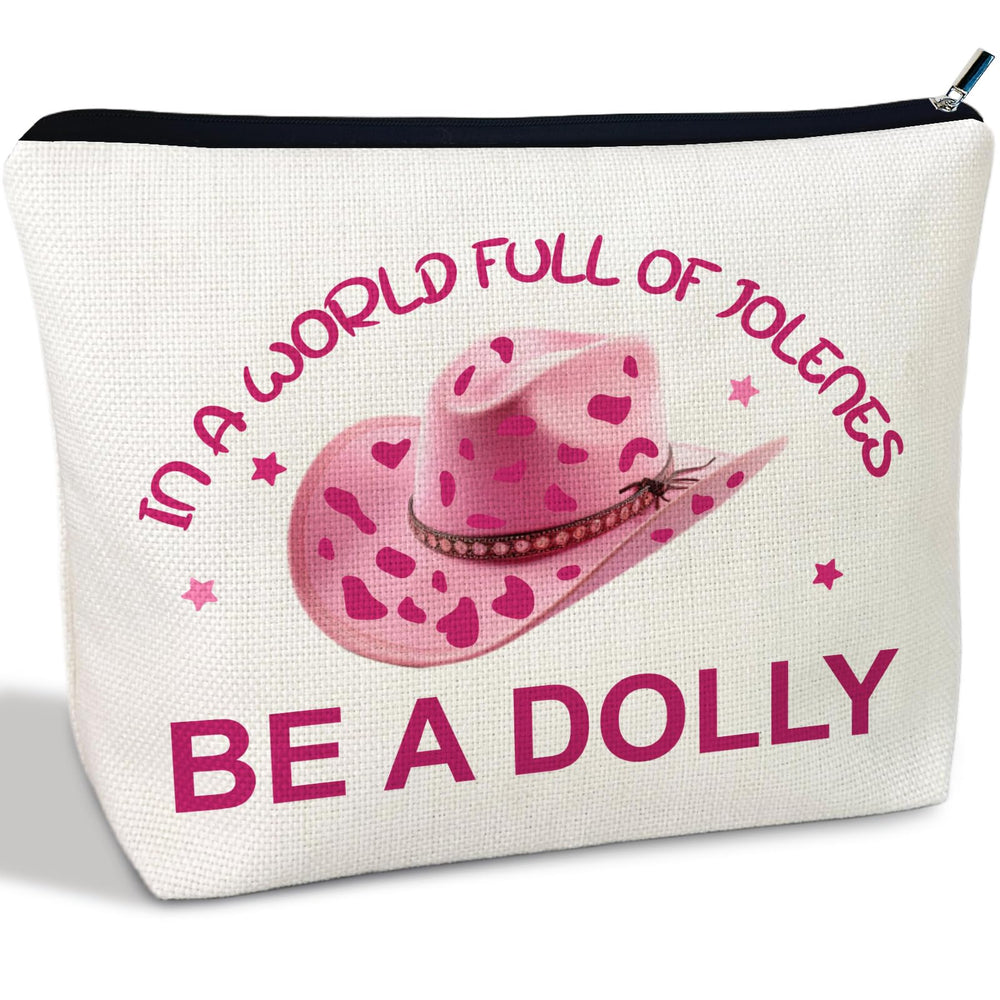 CLHHM Pink Western Hat Makeup Bag front view for stylish travel organization