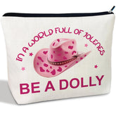 CLHHM Pink Western Hat Makeup Bag front view for stylish travel organization
