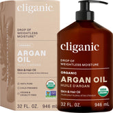 Cliganic Argan Oil bulk 32oz pump bottle for daily hair and skin hydration