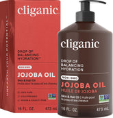 Cliganic Jojoba Oil bulk 16oz with pump for versatile skincare and hair care.