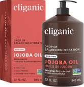 Cliganic Jojoba Oil bulk pump 32oz provides easy, mess-free dispensing for DIY beauty routines.
