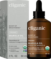 Cliganic Marula Oil bottle front showing pure oil for face and hair hydration