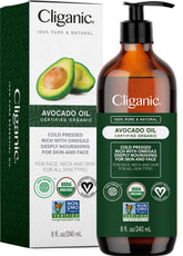 Cliganic Organic Avocado Oil bottle (8oz) ready for skin care.