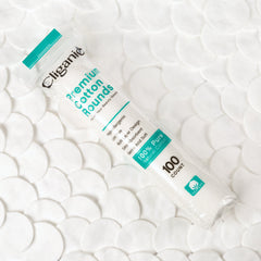 Cliganic cotton rounds bulk-pack image highlights 1200-count value for daily skincare routines.