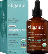 Cliganic Tamanu Aceite: botella organico prensado en frio para rostro suave y nutrido.