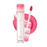 CLIO Crystal Glam Tint glossy finish swatch shows glass-like shine and hydration.