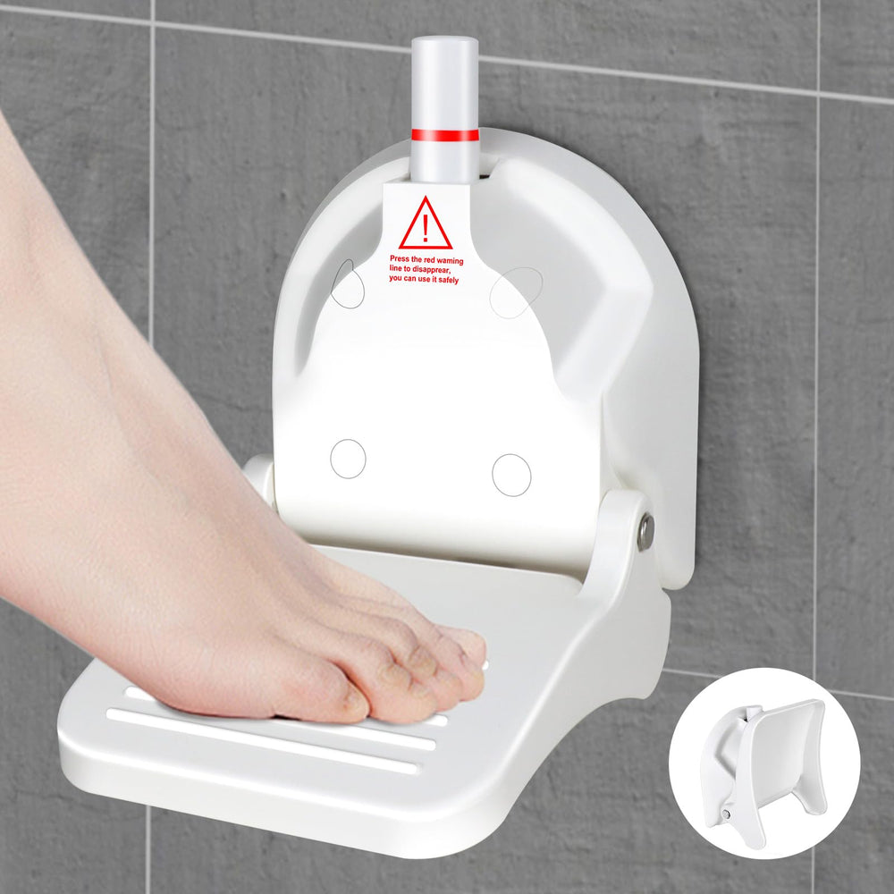 CLIO foot rest for shower—unfolded setup for easy leg shaving balance