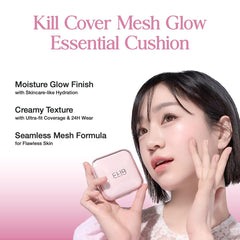 CLIO Kill Cover Mesh Glow cushion dispense shot highlights precise application