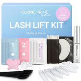 CLIONE PRIME Korean Lash Lift Kit packaging shows single-use sachets for hygienic, precise at-home use.