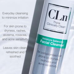 CLn facial cleanser fragrance-free formula emphasizes non-irritating cleansing