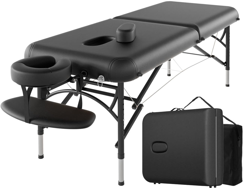 CLORIS 84-inch massage table folded for easy transport and storage.