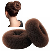 ClothoBeauty extra-large bun donut brown front view for thick long hair styling