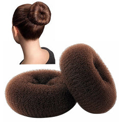 ClothoBeauty extra-large bun donut brown front view for thick long hair styling