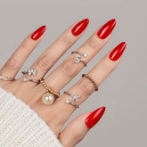 CloudTrip 30Pcs Almond Press On Nails warm red packaging for easy at-home manicures