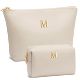 CloudWINGS initial makeup bag beige with monogram for a personalized gift.