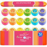 CLOUQUAR Crystal Bath Bomb Gift Set 12-pack with sparkly fizz and six scents for relaxing baths.