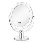 CLSEVXY vanity mirror with stand offers 1x/15x magnification for precise makeup tasks.