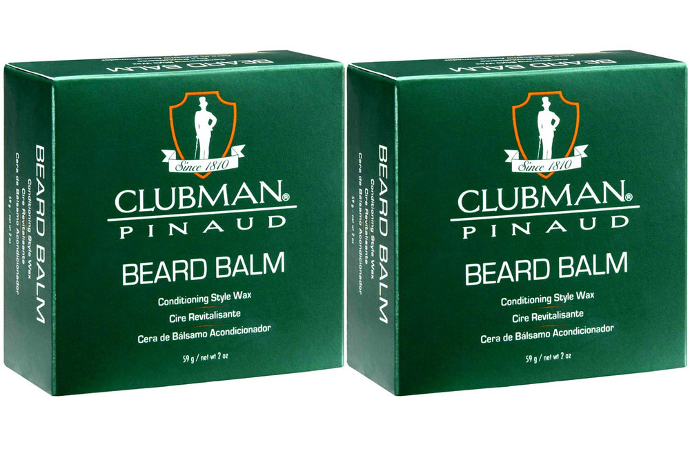 Clubman Pinaud Beard Balm jar close-up demonstrates natural formula for nourished beard