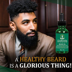 Clubman Pinaud Beard Oil application pump demonstrating quick absorption and non-greasy feel.