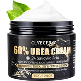 Clyecfra 60% Urea Cream bottle shows deep hydration for dry skin