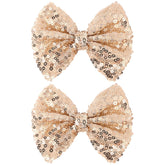 CN 5 Inch Gold Glitter Hair Bow with Alligator Clip adds wedding-ready sparkle.
