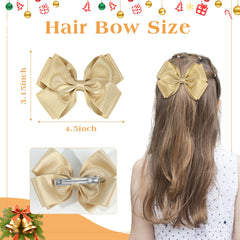 CN gold glitter hair bow clip on alligator clip securing style for birthday celebrations